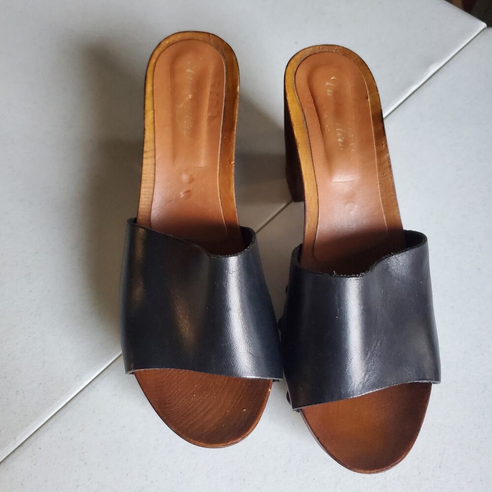 Ariat Unbridled Womens Black Wooden Platfom Heeled Sandals Size EU 40 9.5 Retro